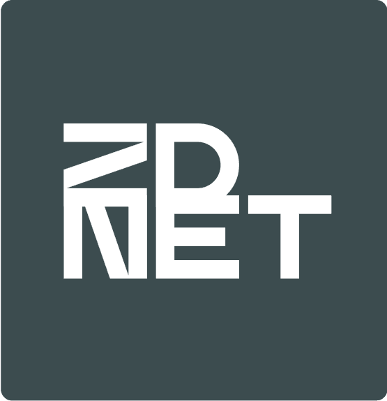 White geometric ZDNET logo on a dark bluish-gray rounded-square background.