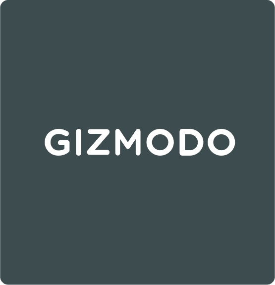 Rounded dark teal square with a centered white wordmark reading GIZMODO.